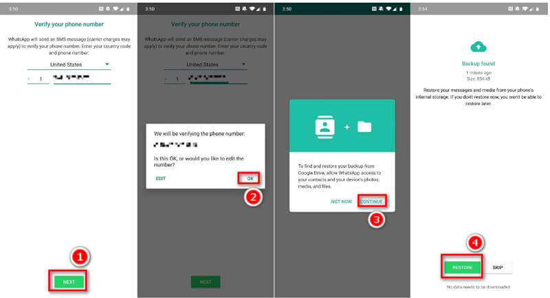 Restore Whatsapp from Google Drive to Android