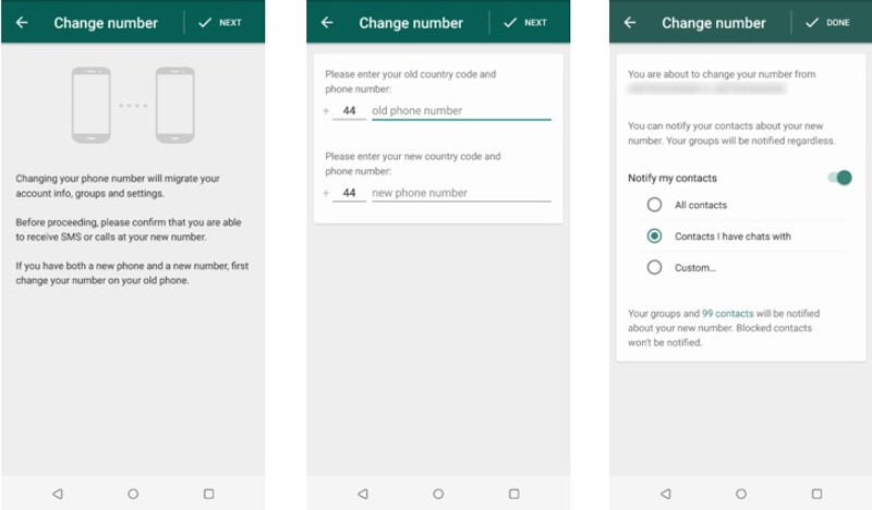 Change Whatsapp Number on Android