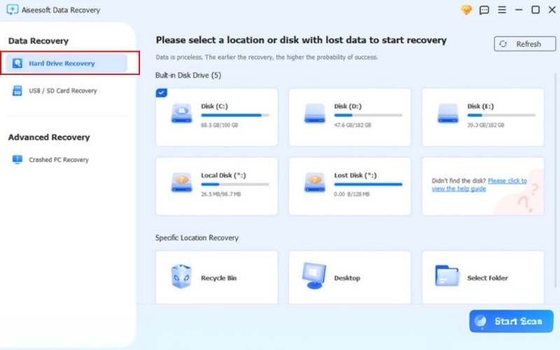 Select Hard Drive Recovery