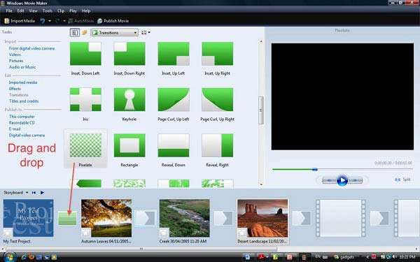 import photo to movie maker full screen