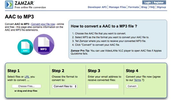how convert aac file to mp3
