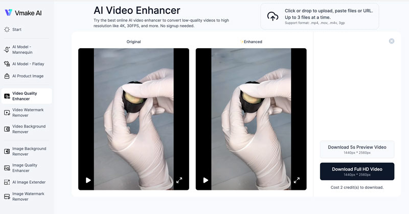 Enhance Video Quality Online Vmake AI